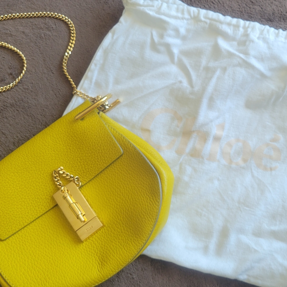 Chloe Yellow Leather Drew Bag
